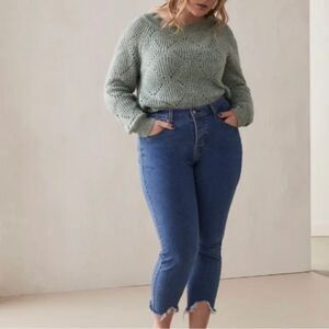 Levi's Wedgie Skinny Jeans Raw Frayed Hem Button Fly Size 16 Medium Wash Denim